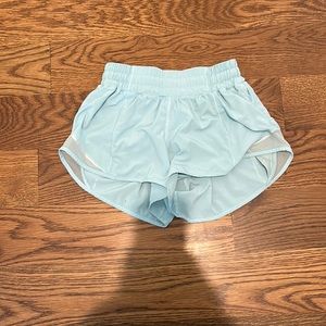 Light Blue Lululemon Hotty Hot shorts